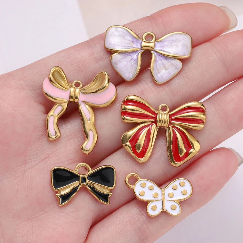 2Pcs/Pack Stainless Steel 5 Styles Butterfly Shape Pendants for Handmade DIY Women Man Hoop Earring Jewelry Making Supplies
