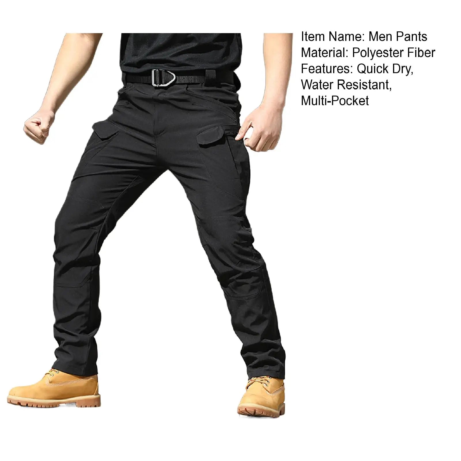 Men Camo Multi Pockets Cargo Pants Quick Dry Outdoors Sports Trousers Camouflage black Trousers for Travel Hiking climb