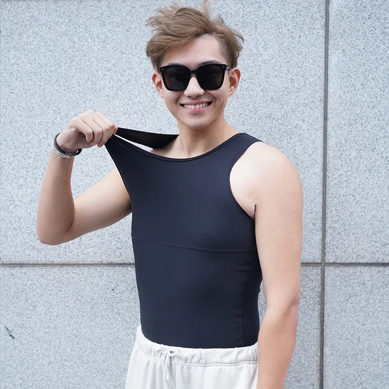 Tibetan Meat Artifact 3rd Generation Thin Men's Belly Closed Chest Vest Short Sleeve Shapewear Vest