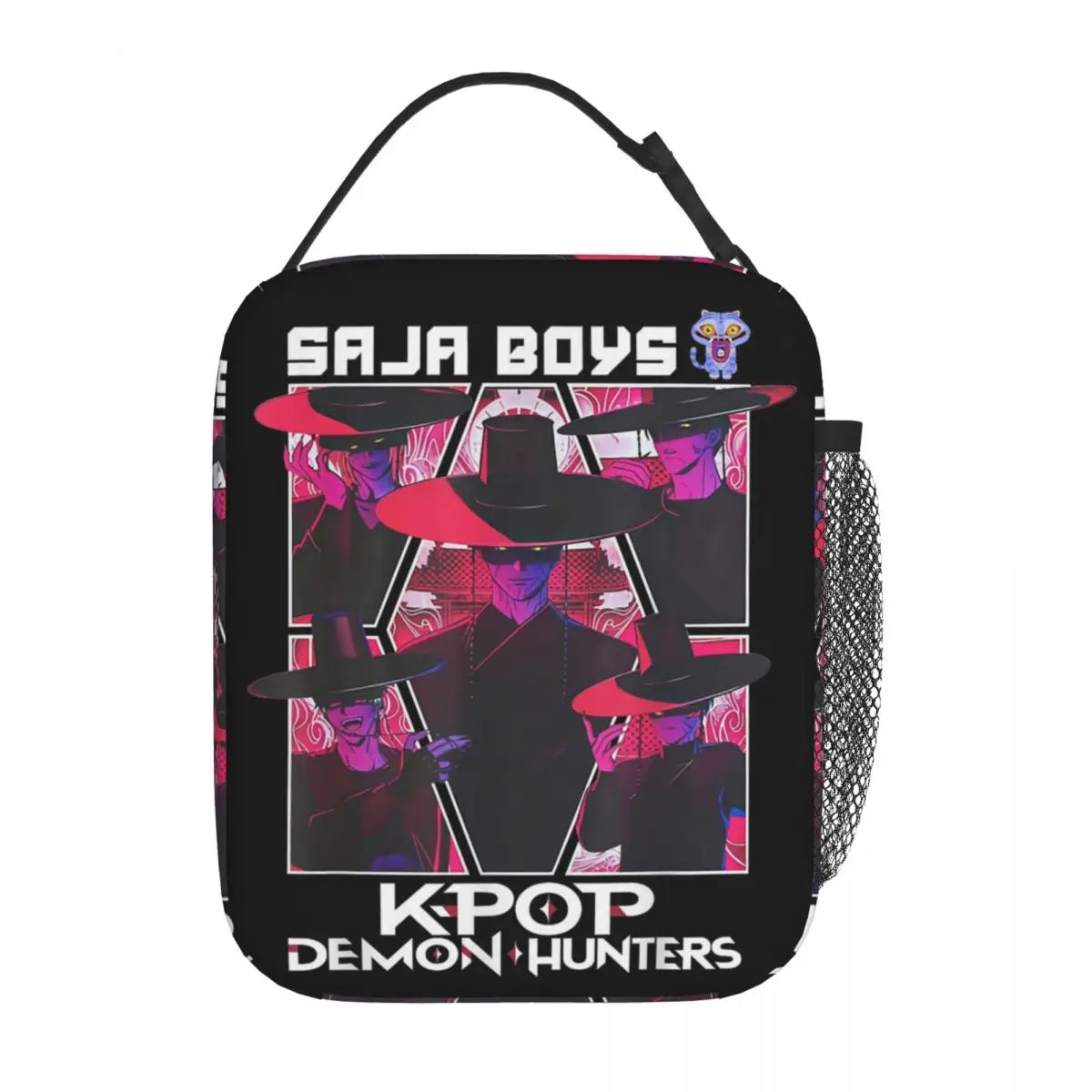 Kpop Demon Hunters Boys Team Retro Style 90s Insulated Lunch Bags Portable Meal Container Cooler Bag Tote Lunch Box Food Handbag