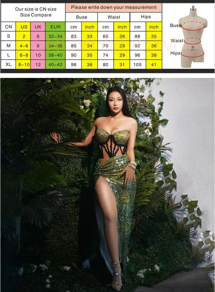 Costume Forest Theme Premium Forest Green Split Slim Sexy Halter Black Strap Leopard Print Dinner Dress Abito Da Cerimonia Donna