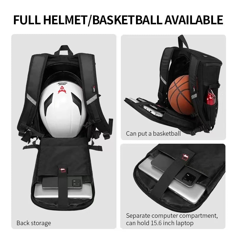 Waterproof Motorcycle Backpack Outdoor Sports Moto Biker Cycling Riding Helmet Backpack Reflective Business Travel Laptop Bag