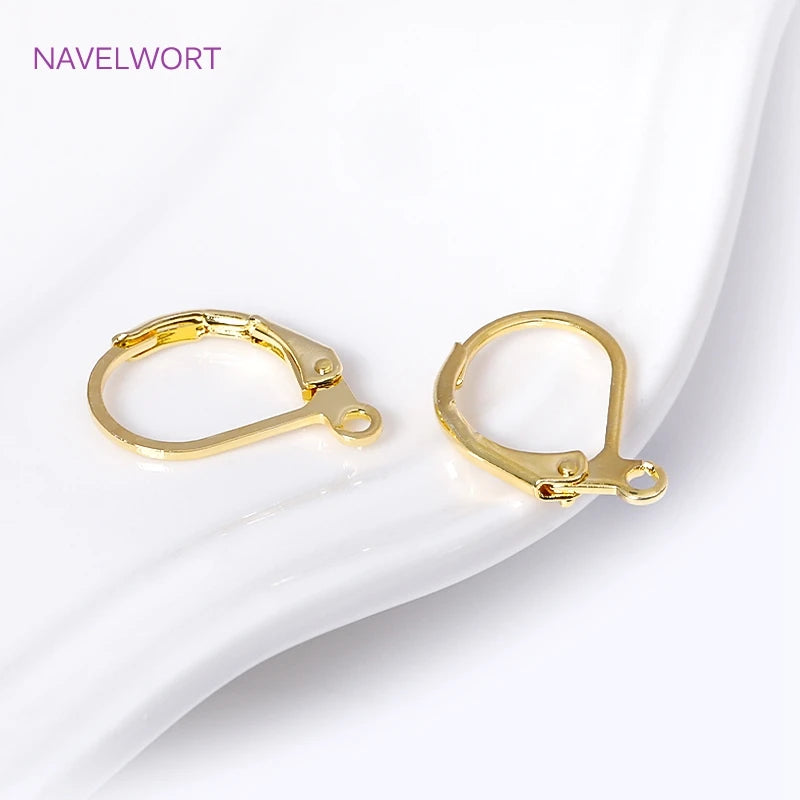 Fashion French Earring Lever-Back Earwires 18K Gold Plated Earring Hooks With Closed Ring For DIY Earring Making Accessories