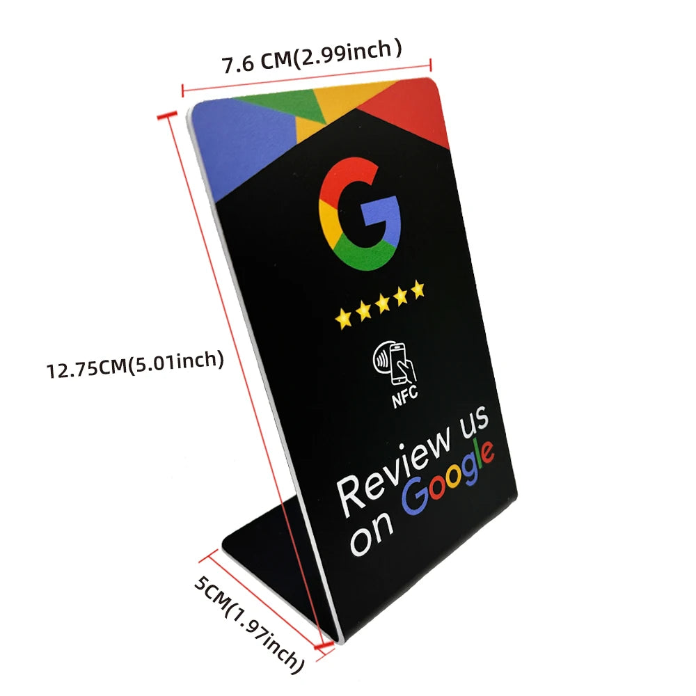 NFC 215 Programmable Google Review Acrylic Stickers Card NFC Station Table 13.56Mhz Waterproof NFC Stand Google Review Card