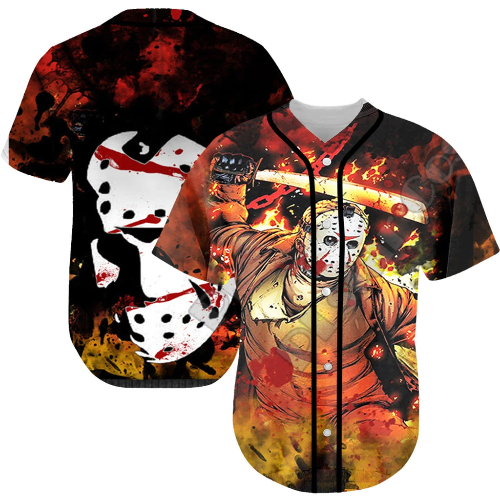 Halloween Horror Terror Movie Cosplay Michael Myers 3DPrint Summer Baseball Shirts Jersey Funny Casual Unisex Short Sleeves X1