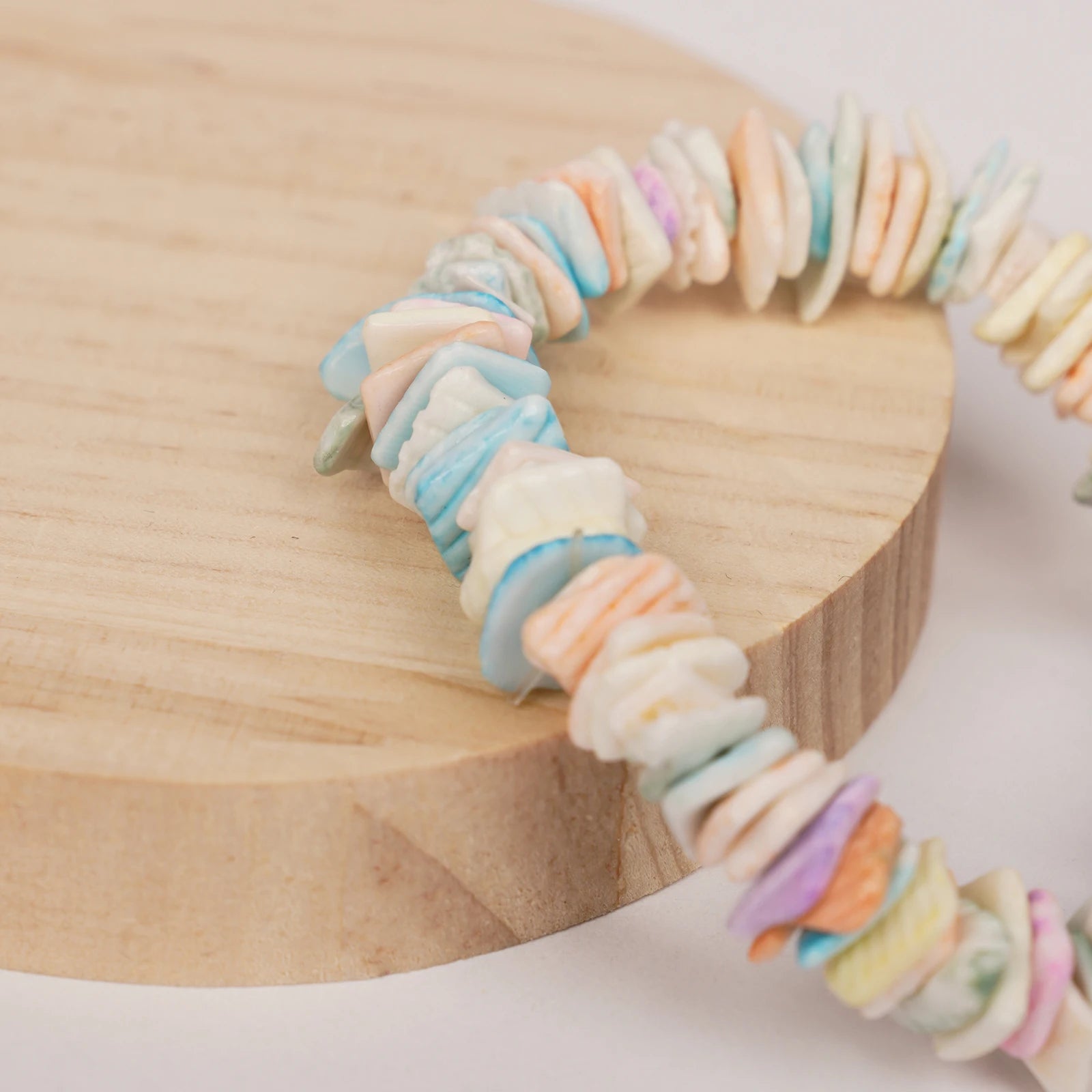 Hand Beaded Colored Elastic Shell Bracelet  (5-024)