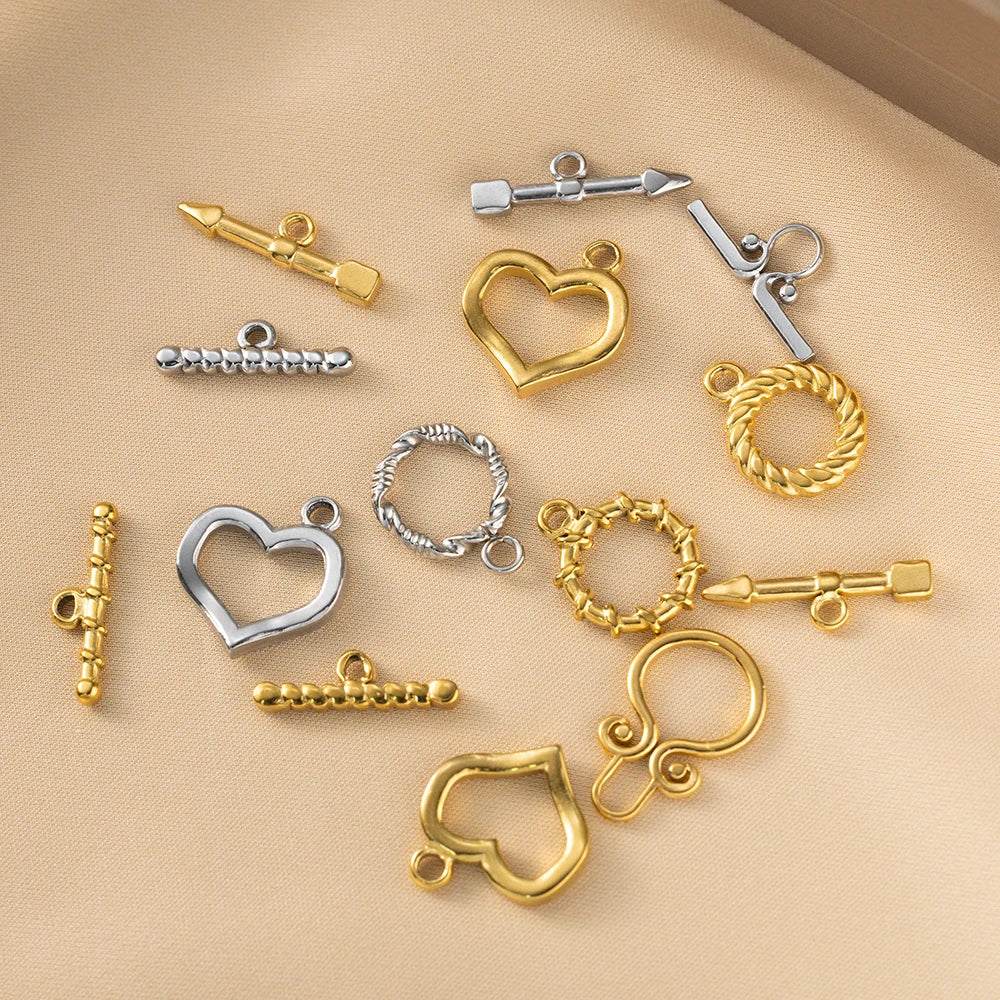 4Sets Stainless Steel Round OT Clasp End Buckle For DIY Necklaces Bracelets Jewelry Making Supplies Accessories Parts Components