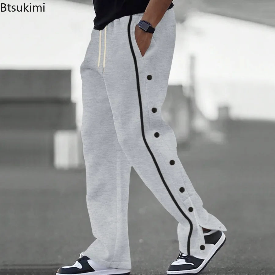 2025 New Men's Fashion Long Trousers Spring Autumn  Loose Straight Drawstring Large Size Men's Casual Trousers Male Cargo Pants