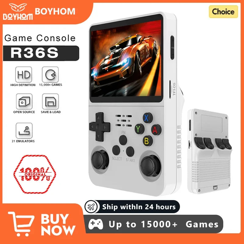 128G R36S Retro Handheld Video Game Console Linux System 3.5 Inch IPS Screen R35s Pro Portable Pocket Video Player 64GB Games