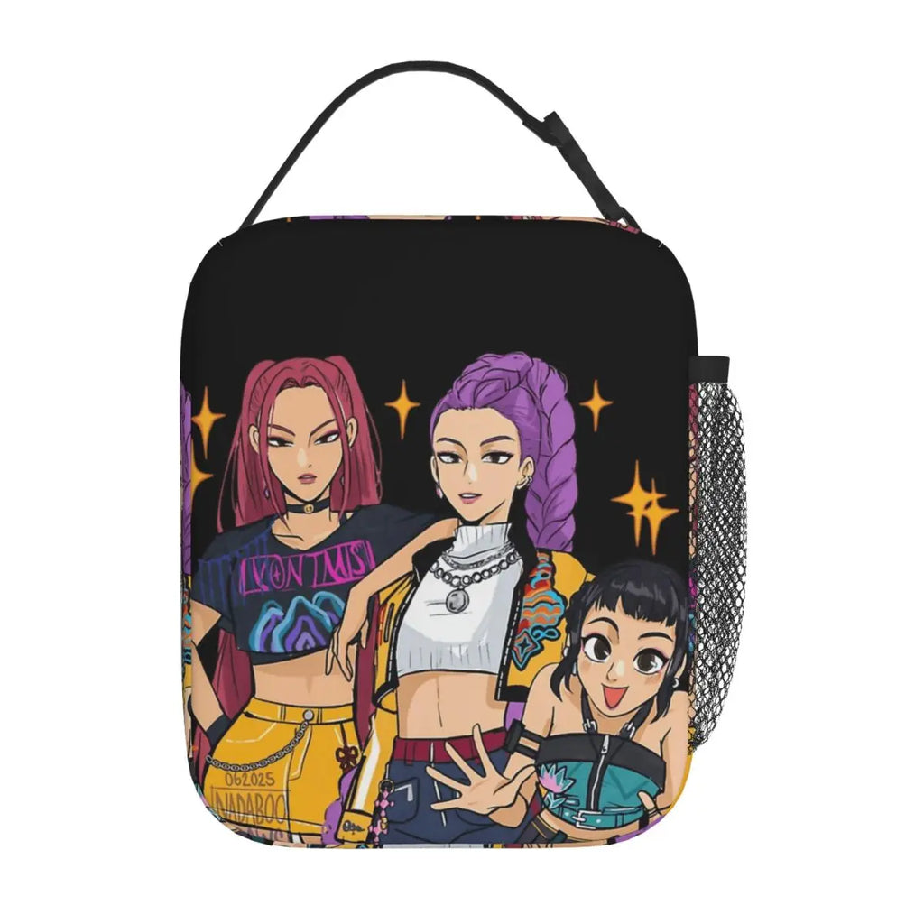 Huntrix Girls Cup Noodles Kpop Demon Hunters Lunch Bag Portable Lunch Box Men Office Print Cooler Bag Leisure Oxford Lunch Bags