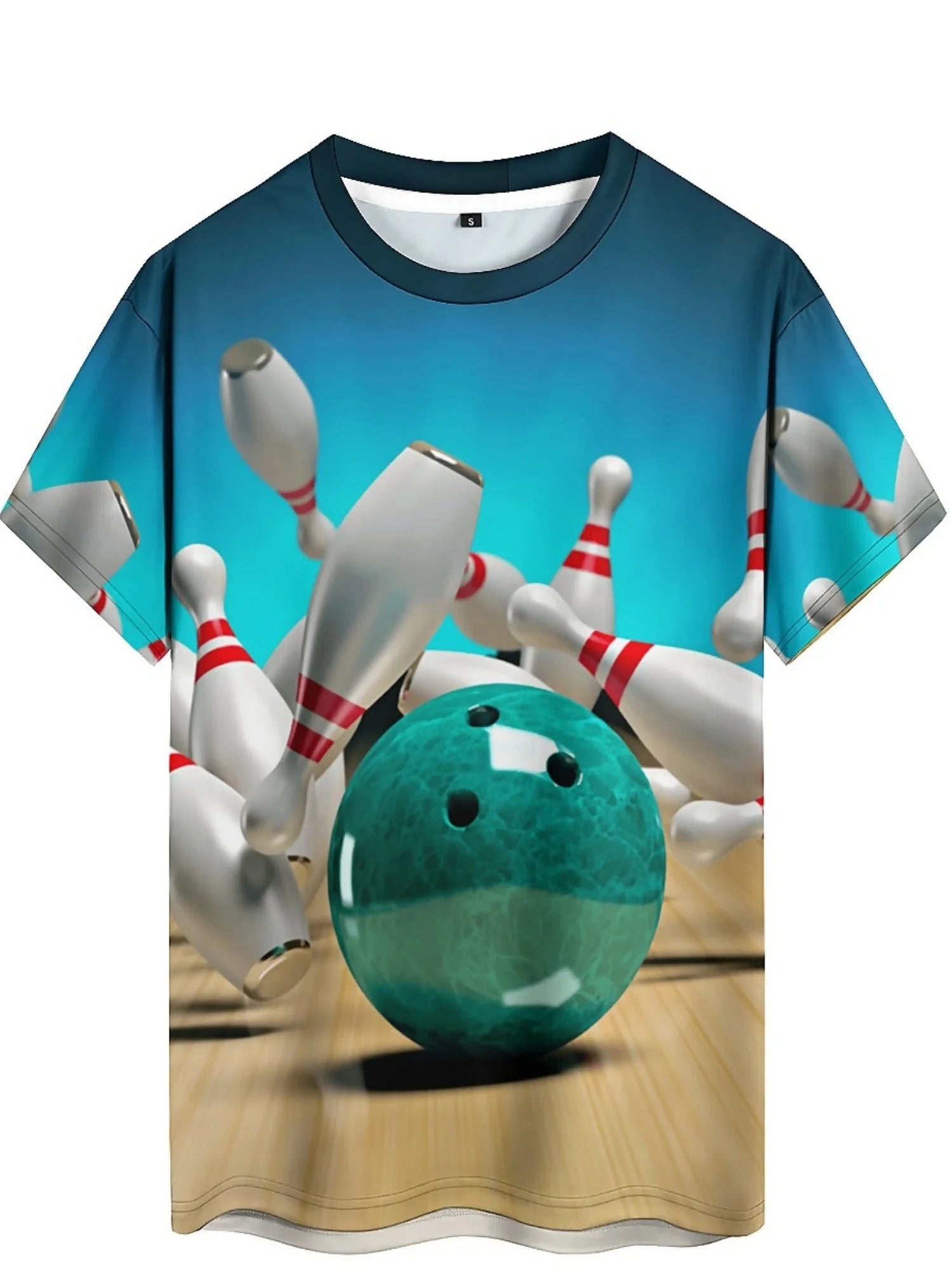 Men's Bowling Sports 3D Print T-Shirt Fun Hip Hop Style Breathable Polyester Short Sleeve Loose Fit