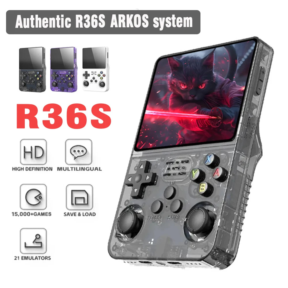 128GB R36S Retro Handheld Video Game Console 3.5Inch IPS Screen Player Kid Portable Pocket Video Player Games Arkos System