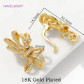 18K Gold Plated Pendant Bail Connector Clasps,with Zircon Bow-Knot Connector Clasp For Jewelry Making,DIY Jewelry Findings