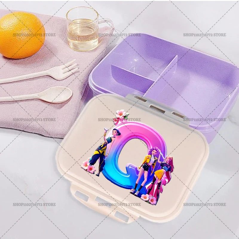 New Kpop Demon Hunter Girl Lunch Boxes Letter Student Plastic Portable Bento Box Food Fruit Container LunchBox Kid Birthday Gift