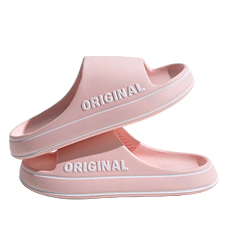 Feslishoet Women Letter Slippers Beach Slides Solid Color Mens Thick Sole Indoor Outdoor Bathroom Anti Slip Shoes Summer Sandal