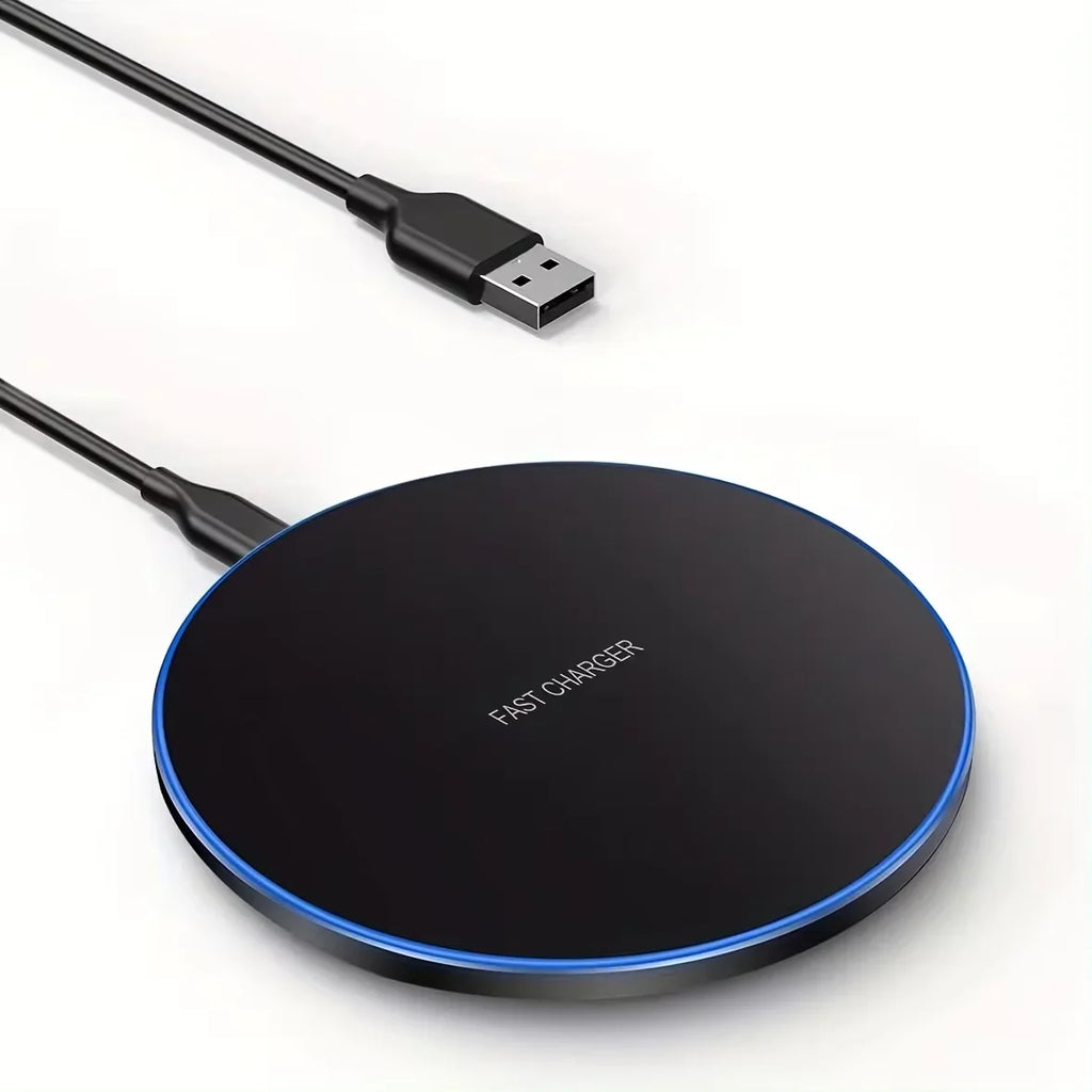 Mini LED Wireless Charger Pad For iPhone 16 15 14 13 12 8 X Pro Max Samsung Xiaomi Induction Fast Charging Dock Station