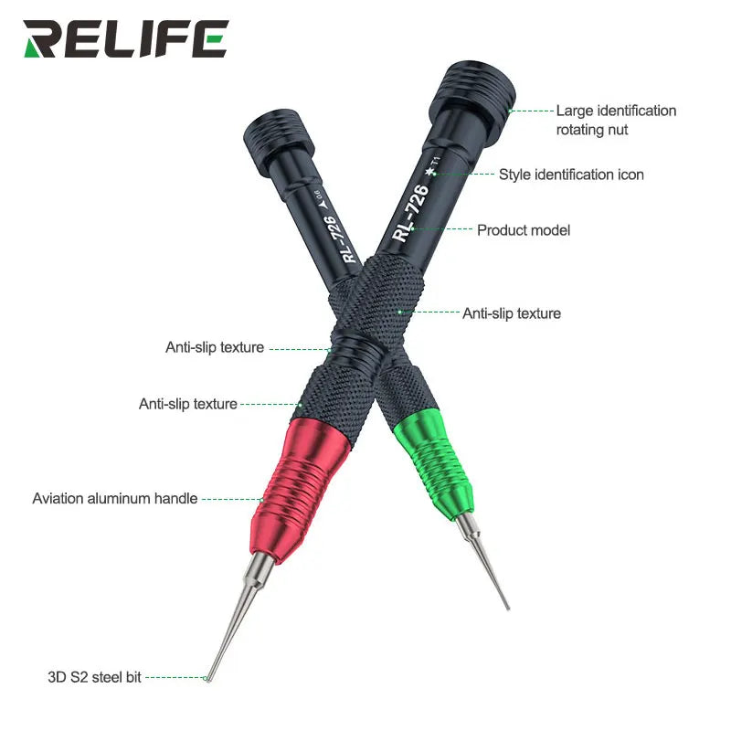 RELIFE RL-726 3D Precision Torque Screw Driver Anti Slip Teeth Screwdriver For iPhone Android phone Disassembly Repair Tools