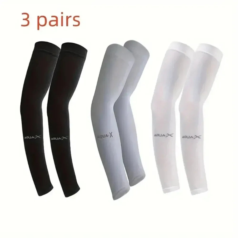 Cooling arm sun sleeves 3 pairs set breathable fabric suit for hiking cycling fishing and daily sun care need